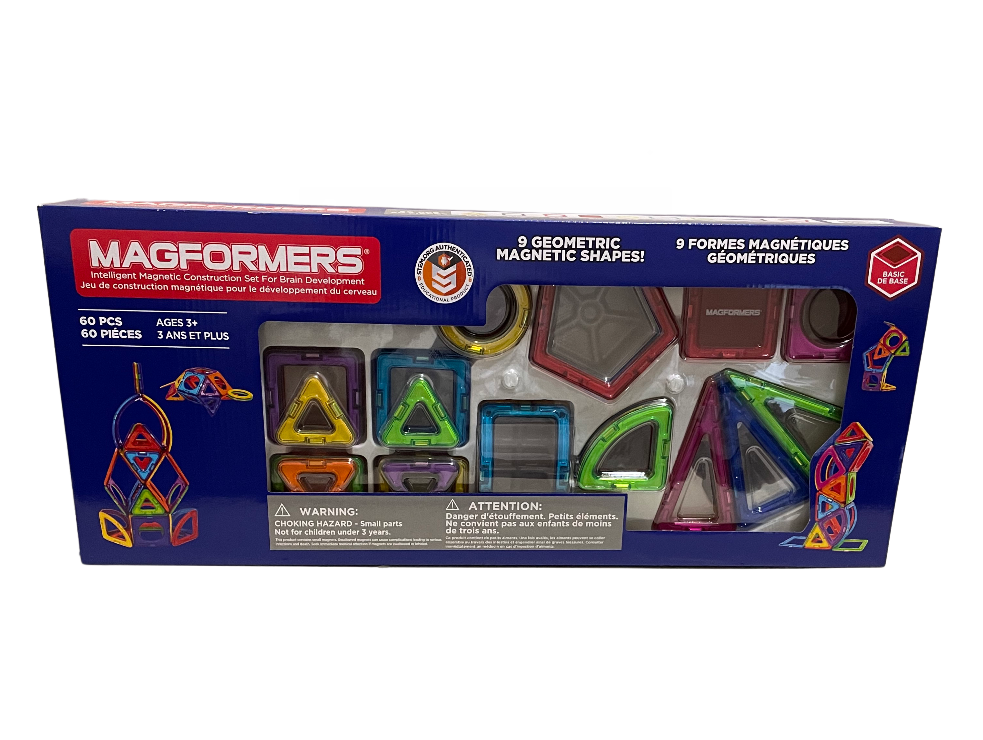 Magformers 9 Geometric Magnetic Shapes, 60 Pieces